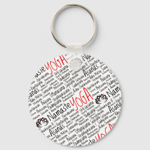 Porte-clés Le yoga noir et rouge élégant place la fleur de