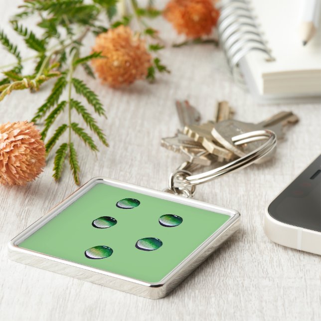 Porte-clés L'eau verte goutte de l'eau (Côté)