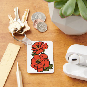 Porte-clés L'Enchanteur Vintage Oz Coquelicots Rouges en Fleu