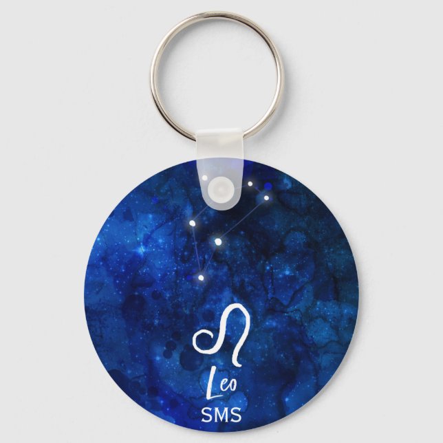 Porte-clés Leo Zodiac Constellation bleu foncé Galaxie Monogr (Recto)