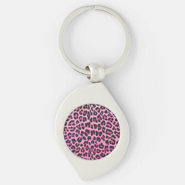 Porte-clés Léopard noir et rose chaud (Devant)