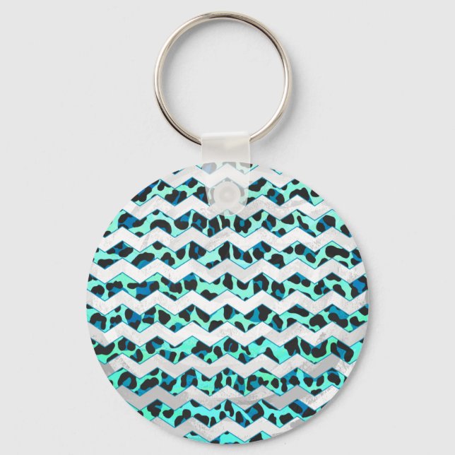 Porte-clés Léopard noir et Turquoise (Recto)