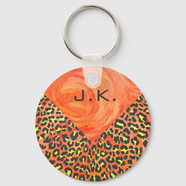 Porte-clés Léopard orange et jaune (Recto)