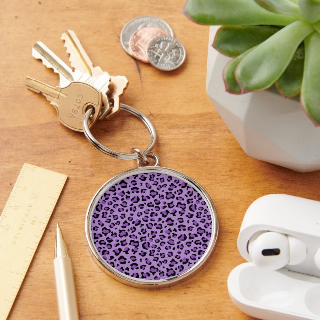 Porte-clés Leopard Print, Léopard Spots, Purple Leopard (Bureau)