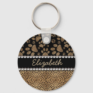 Porte-clés Leopard Spot Paw Prints Rhinestone PHOTO PRINT