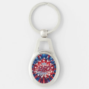 Porte-clés Les 250 ans d'Amérique 1776-2026 Feux d'artifice R