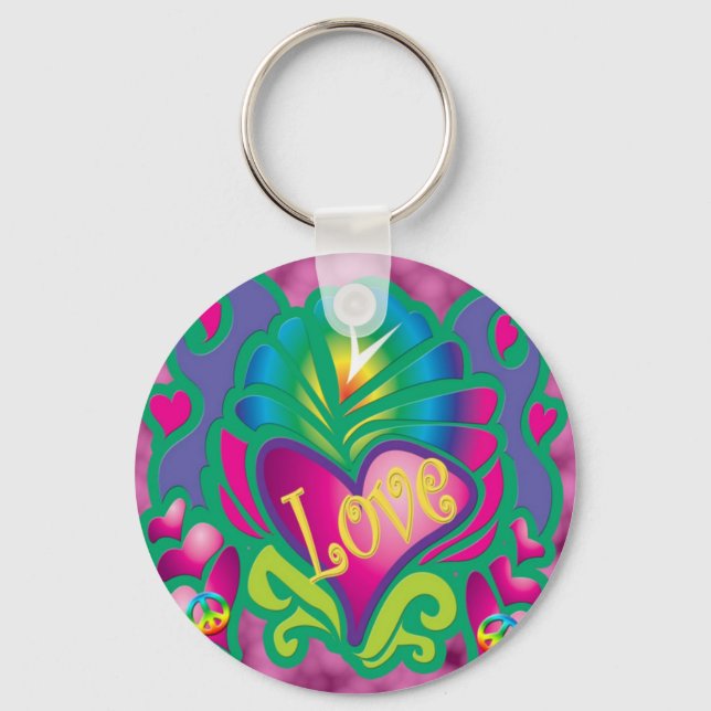 Porte-clés les années 70 amour floral (Recto)