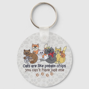 Porte-clés Les chats sont comme des chips Gris