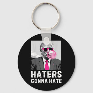 Porte-clés Les détesteurs vont haïr Funny Trump rose bulle go