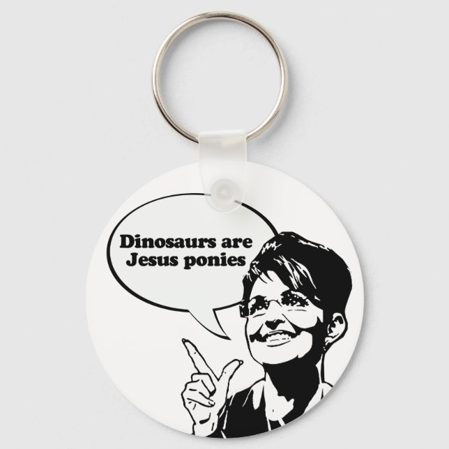 Porte-clés Les dinosaures sont des poneys de Jésus (Recto)