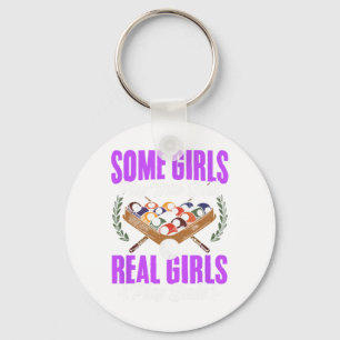 Porte-clés Les Filles Jouent Avec Snooker Pool Joueurs Girl B