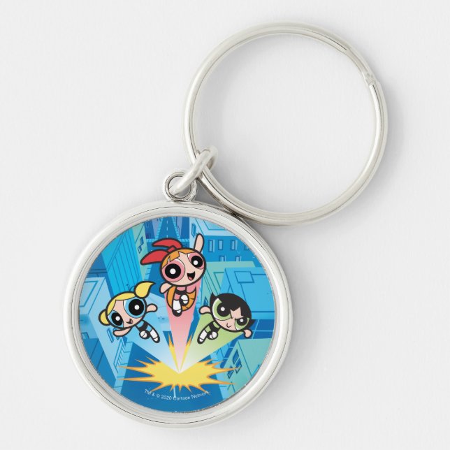 Porte-clés Les Filles Powerpuff Se Lancent Dans L'Air (Devant)
