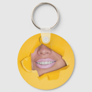Porte-clés Les lèvres du visage Sourire Jaune