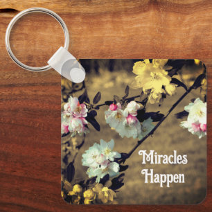 Porte-clés Les miracles se produisent Printemps fleuris Inspi