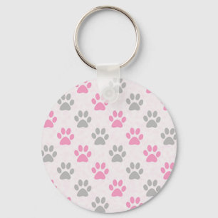 Porte-clés Les Pink and Grey Puppy paws