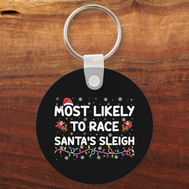 Porte-clés Les Plus Probables À La Course Santas Sleigh Noël  (Recto)