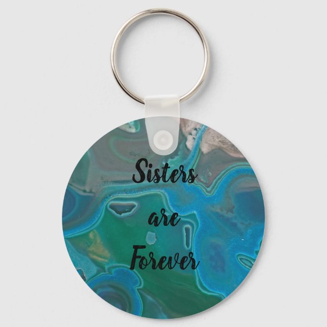 Porte-clés Les soeurs sont Forever Blue Marbled Motif Gemston (Recto)