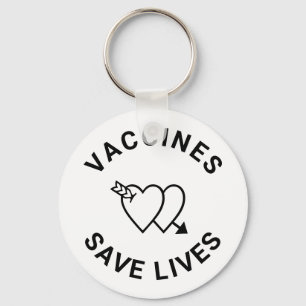 Porte-clés Les vaccins sauvent des vies Coeurs noirs et blanc