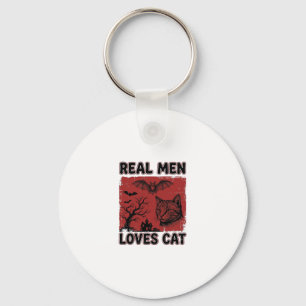 Porte-clés Les vrais hommes aiment les chats Halloween Vintag