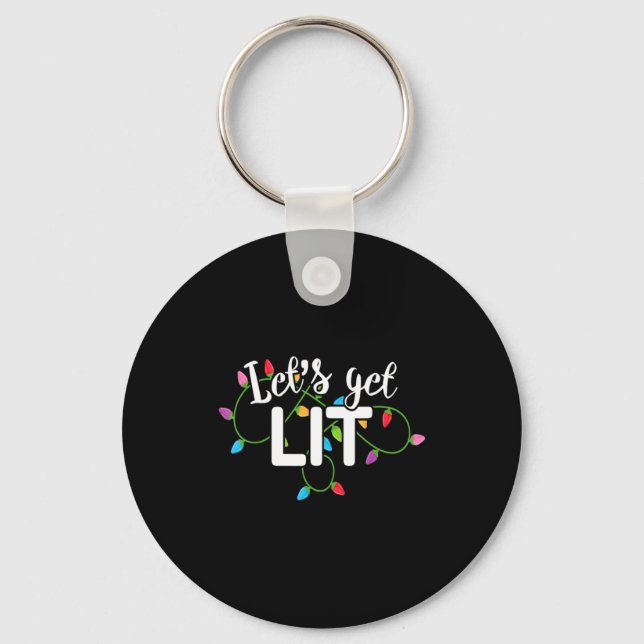 Porte-clés Lets Get Lit Funny Christmas Drinking Apparel Xma  (Recto)