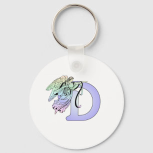 Porte-clés Letter D Monogram Initial Angel Wings Halo