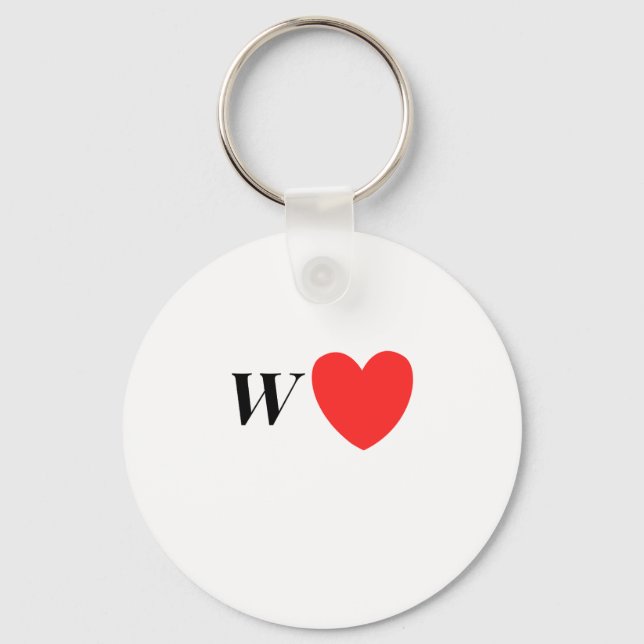 Porte-clés Letter W Heart - Valentine Initial Love Design (Recto)