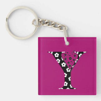 Porte-clés lettre à motifs floraux Y