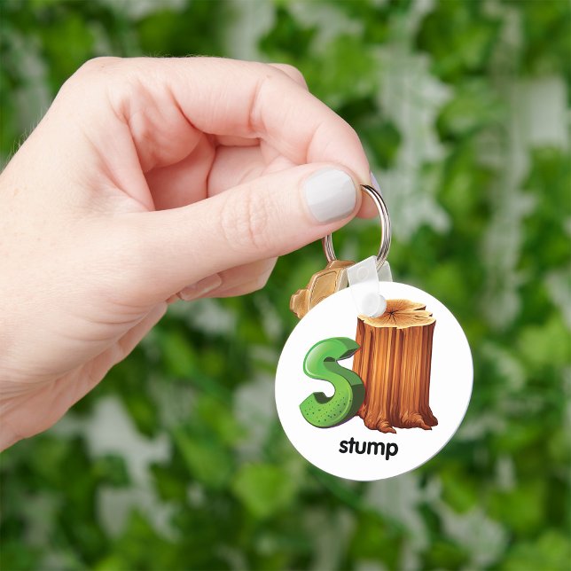 Porte-clés Lettre alphabet S Arbre S Amusant Arbre Stump Art (Créateur téléchargé)