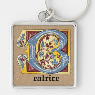 PORTE-CLÉS LETTRE BLEUE BLEUE ET ROUGE BLEUE B ÉCLAIRÉE