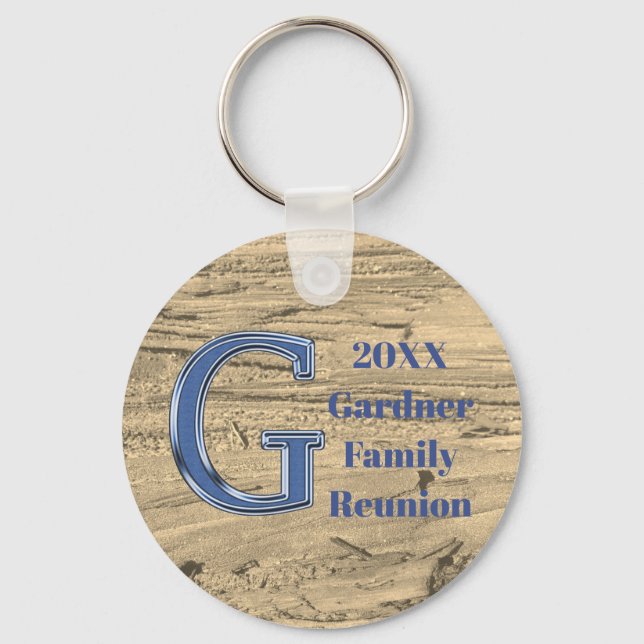 Porte-clés LETTRE BLEUE REUNION Familiale G MONogramme Keepsa (Recto)