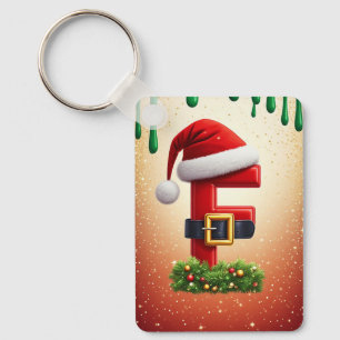 Porte-clés Lettre F de Santa avec accent de couronne de Noël 