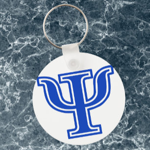 Porte-clés LETTRE GRECQUE Psi Bleu MONogramme INITIAL