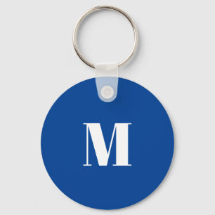 Porte-clés LETTRE INITIALE Bleu Profond Monogramme Moderne De
