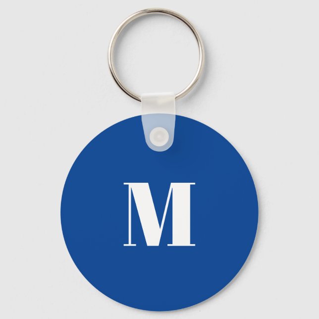 Porte-clés LETTRE INITIALE Bleu Profond Monogramme Moderne De (Recto)