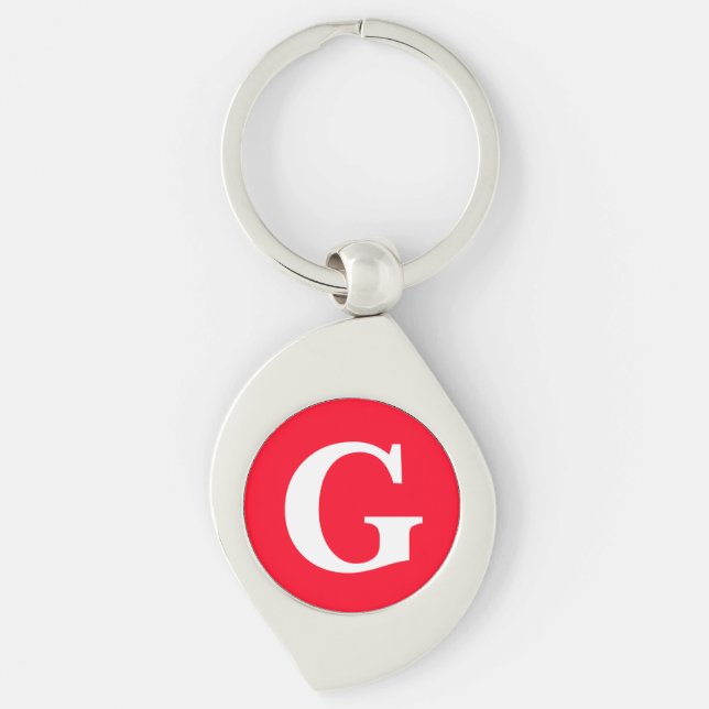 Porte-clés Lettre initiale Monogramme Rouge Blanc Plaine Simp (Devant)