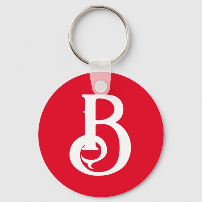 Porte-clés LETTRE INITIALE MONOMOBILE ROUGE BLANC Classique (Recto)