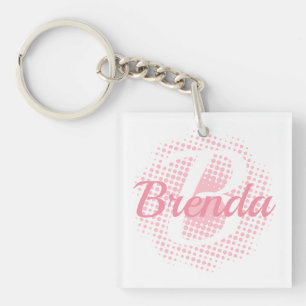 Porte-clés Lettre initiale rose Nom personnalisé