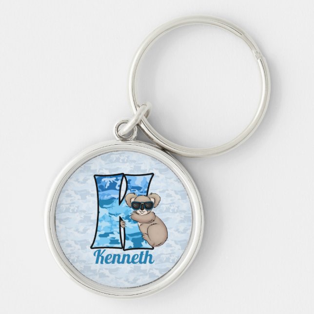 Porte-clés LETTRE KID's Bleue Koala Monogramme K (Devant)
