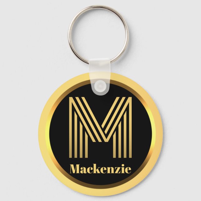 Porte-clés Lettre M or monogramme Porte - clé personnalisé (Recto)