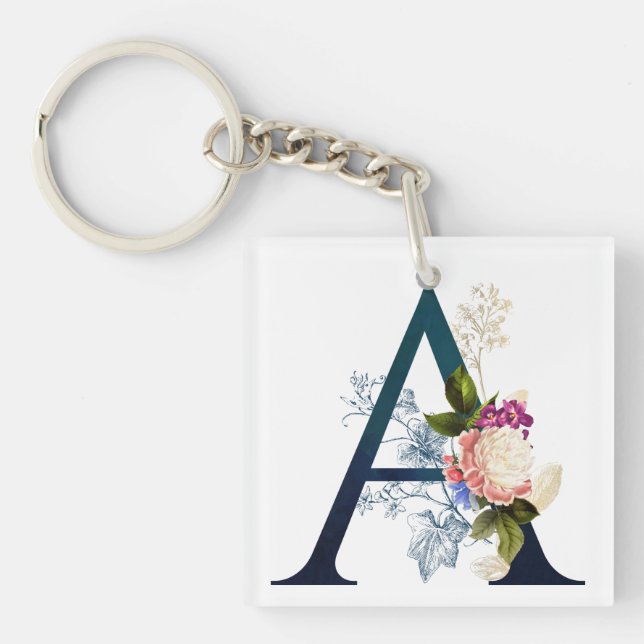 Porte-clés LETTRE MONOGRAPHIQUE Florale A (Devant)