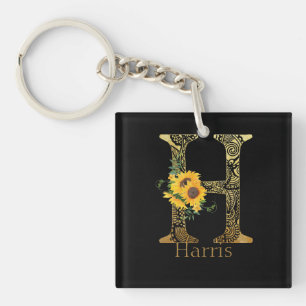 PORTE-CLÉS LETTRE NOIRE ET OR H TOMBEAUX