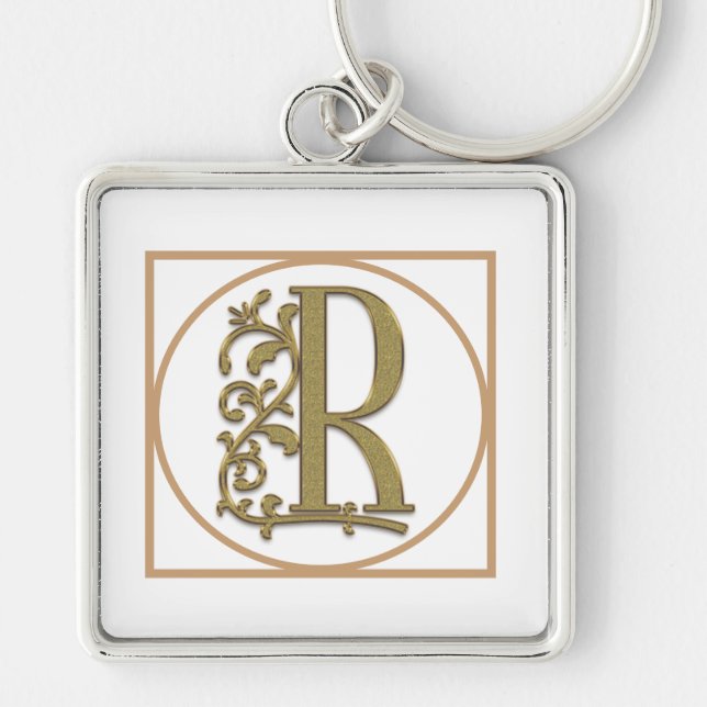 Porte-clés LETTRE R MONOGRAM Beau Mariage Nouveau Accueil Cad (Devant)