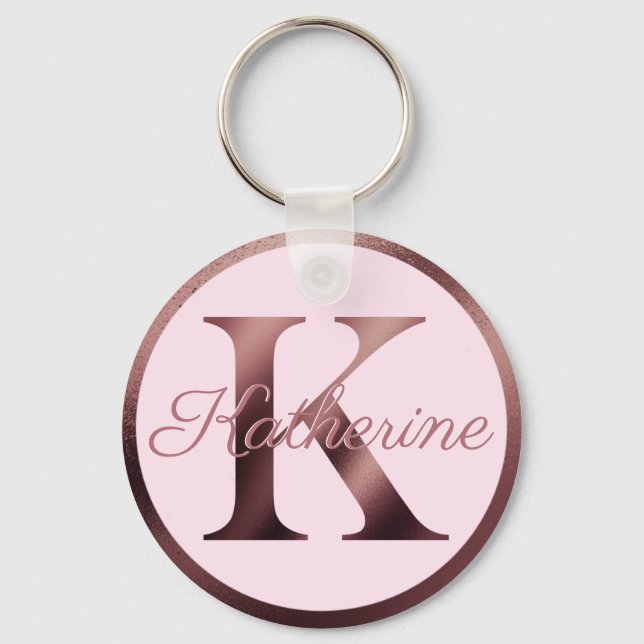 Porte-clés LETTRE ROSE CHIC K Rose OR MONOGRAPHIQUE Métalliqu (Recto)