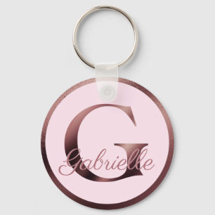 Porte-clés Lettre rose élégante G Rose Or Monogramme métal