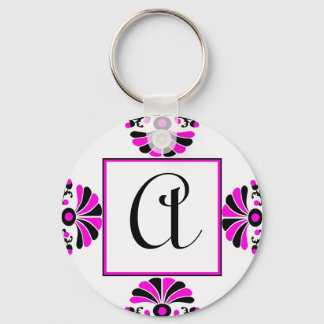 Porte-clés Lettre rose ornée Monogramme A Porte - clé