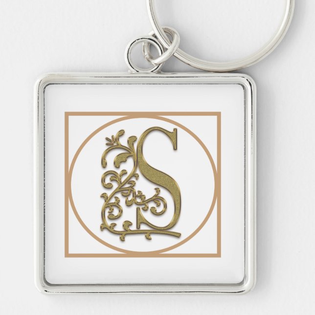 Porte-clés LETTRE S MONOGRAM Beau Mariage Nouveau Accueil Cad (Devant)
