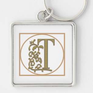 Porte-clés LETTRE T MONOGRAM Beau Mariage Nouveau Accueil Cad