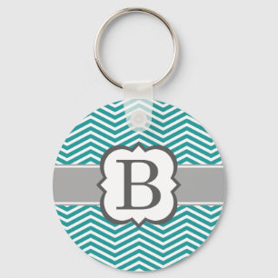 Porte-clés LETTRE turquoise MONÂTRE BLANC B Chevron