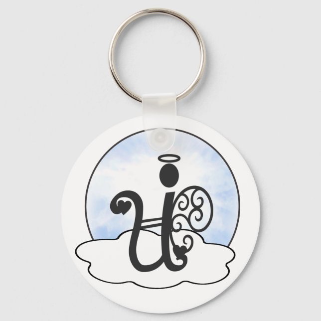 Porte-clés Lettre U Alphabet initial Monogramme w Angel Nuage (Recto)