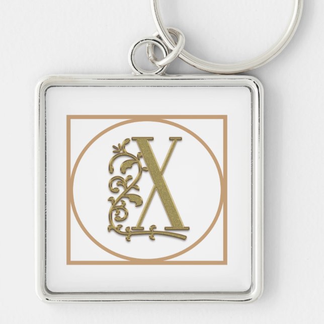 Porte-clés LETTRE X MONOGRAM Beau Mariage Nouveau Accueil Cad (Devant)